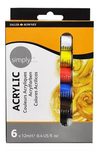 Pintura Acrílica Tubo Daler Rowney Simply 12ml Set 6 Colores
