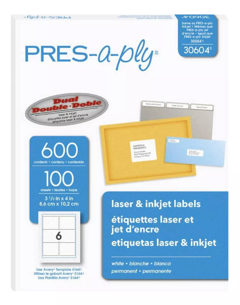 600 Etiquetas Envio Blanca Avery Laser Inkjet 8.5 X 10.2cm