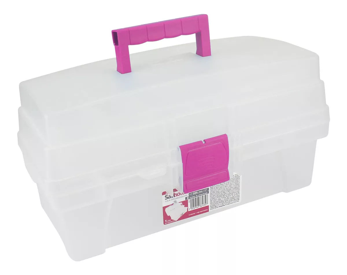 Caja Herramienta Santul Plástica 2 Bandeja Transparente Rosa