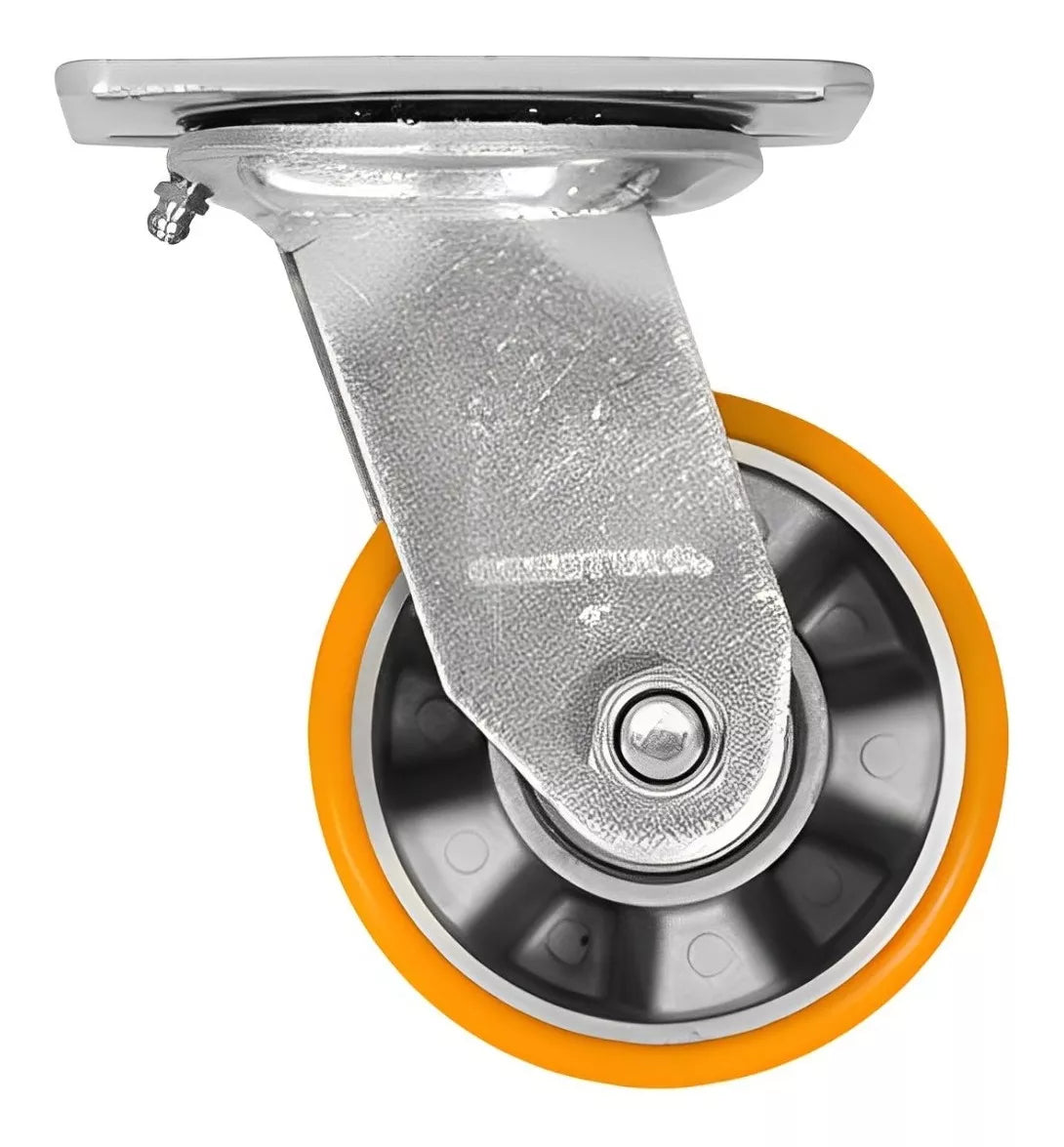 Rodaja Aluminio Poliuretano Naranja Placa 4´´ Freno Dogotuls