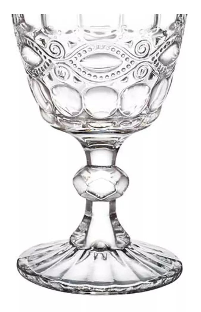 6 Copas Vino Tinto Blanco Vidrio Cortado Cristal Diamante