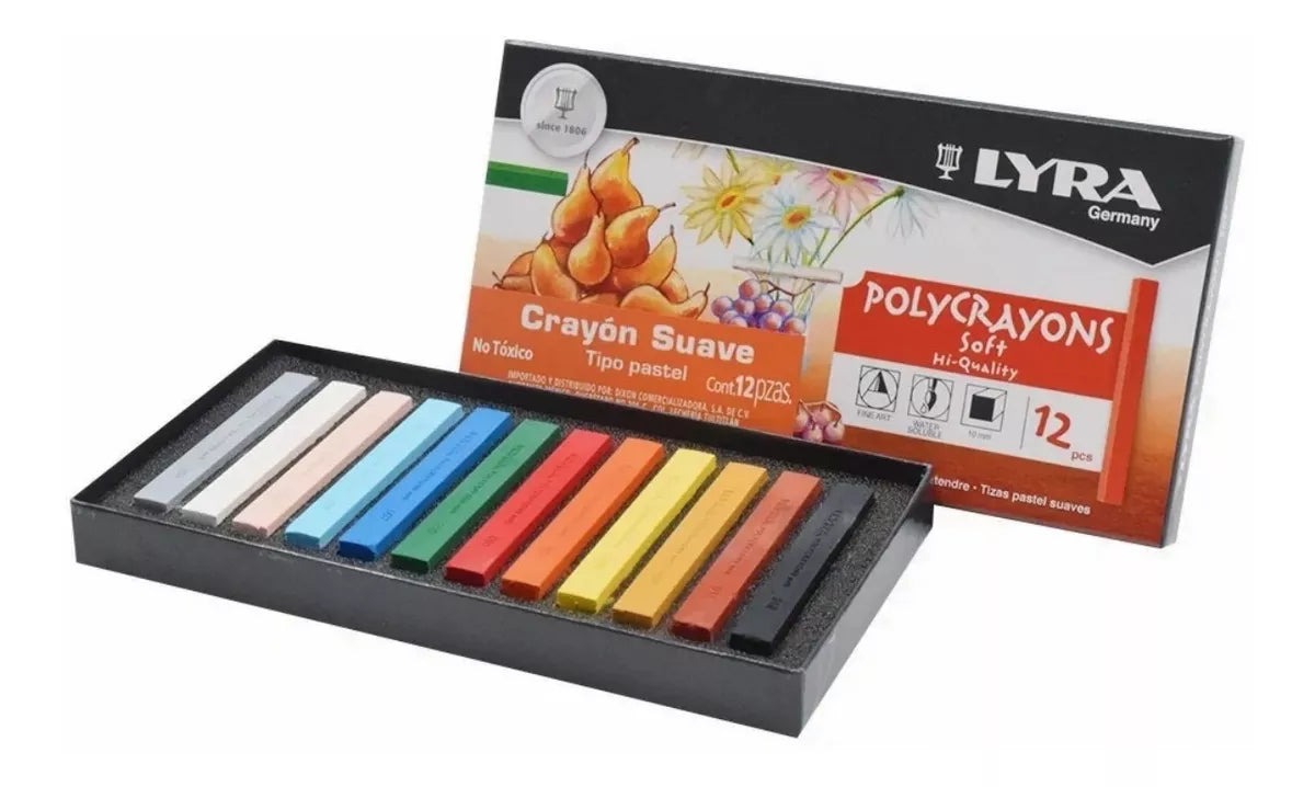 Set 12 Tizas Pastel Suaves Lyra Polycrayons Colores Intensos