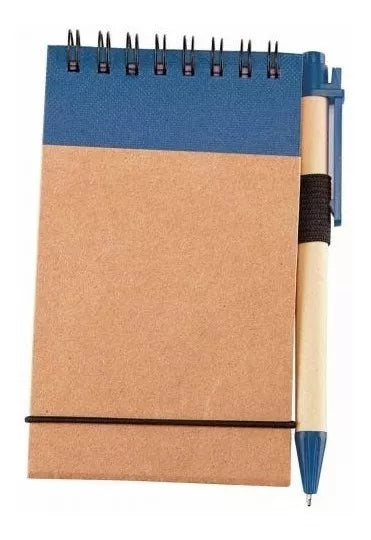 10 Libretas Bolsillo Chica Boligrafo Ecologica Pluma Colores - MarchanteMX