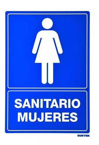 Señalamiento Sanitario Mujeres Surtek 25 X 36 Cm Color Azul