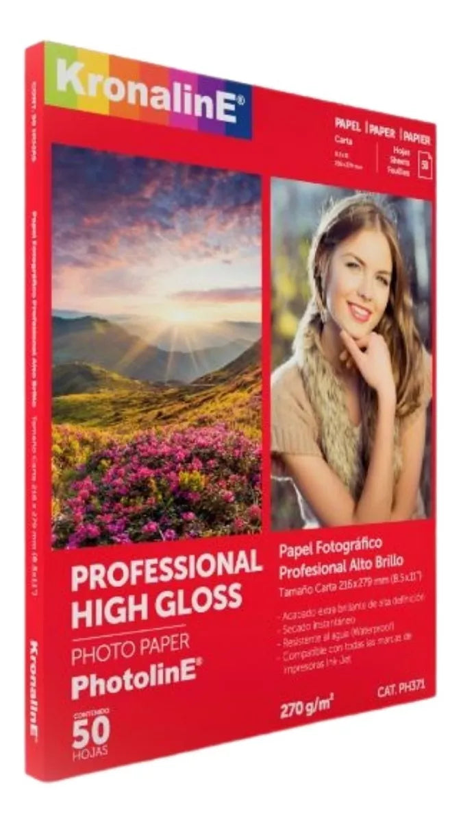 50 Hojas Papel Fotografico Brillante Carta Kronaline Ph371