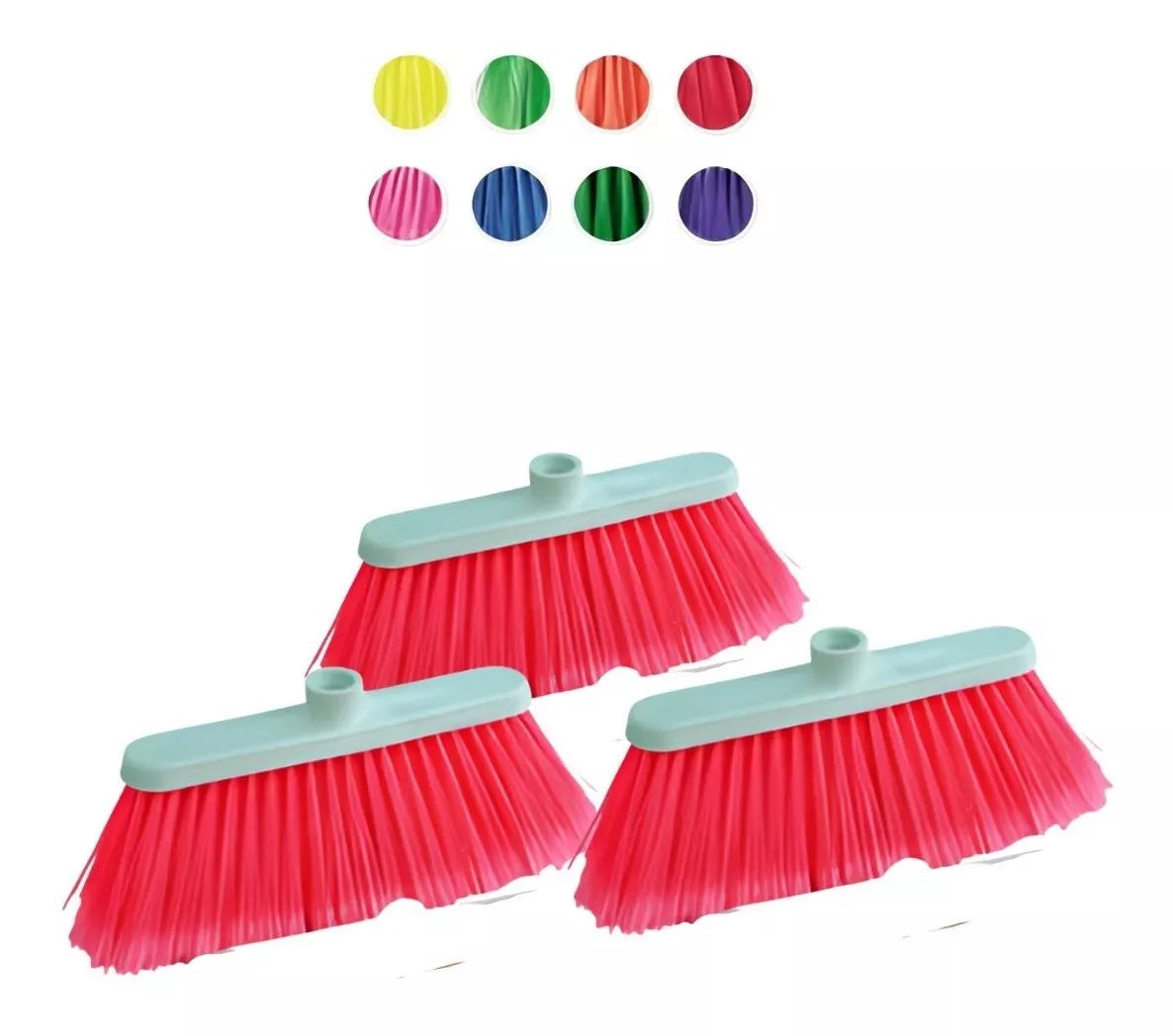 3 Pz Cabeza Escoba Perico Tipo Cepillo Vinilo Colores