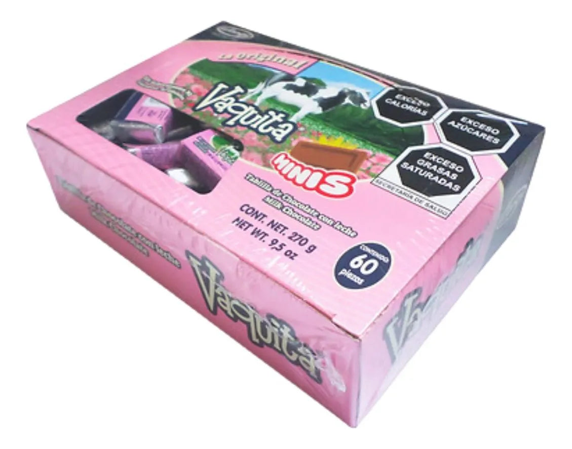 60pz Mini Vaquita Prisma Barra Chocolate Con Leche Caja 270g