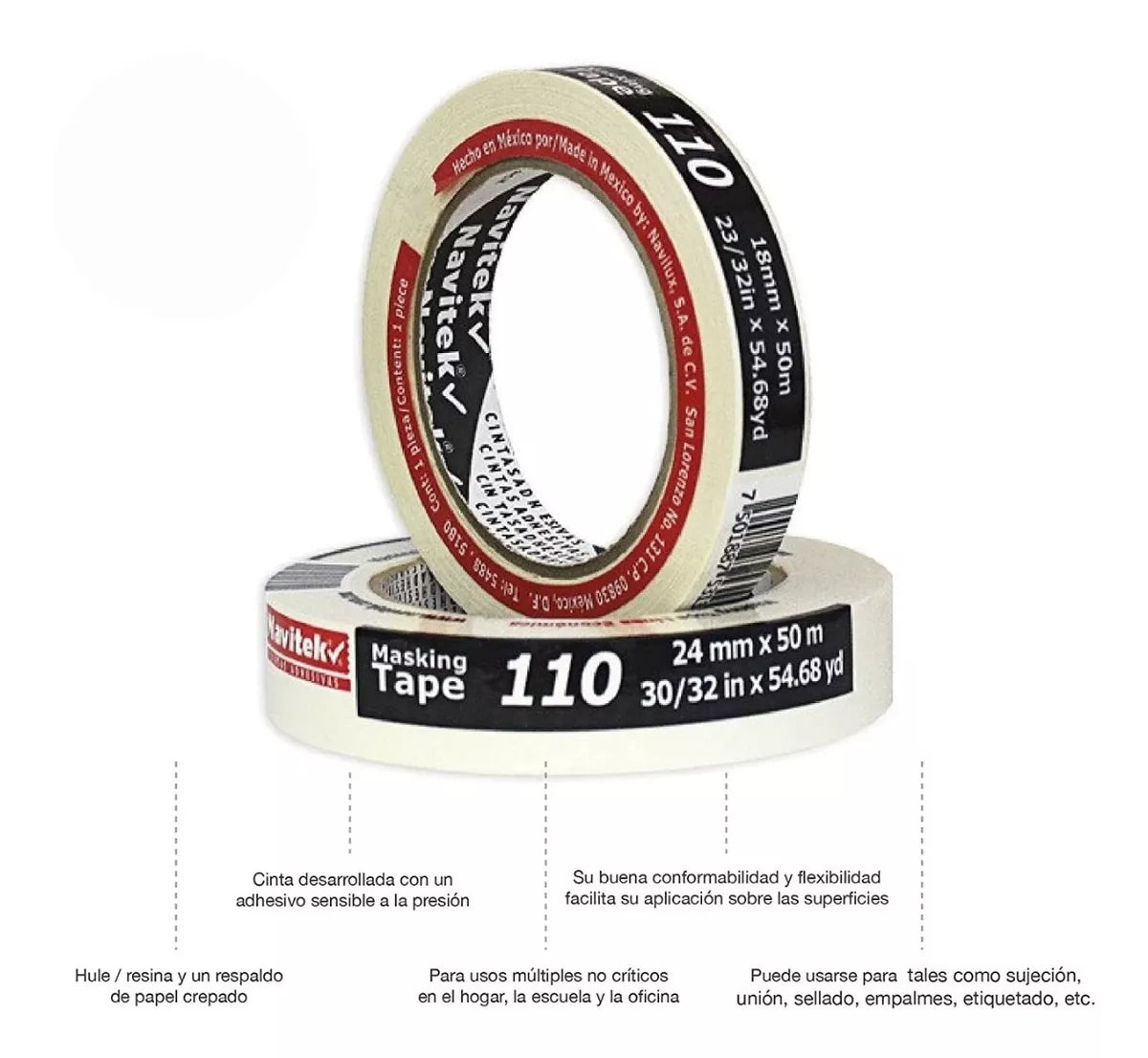 Cinta Adhesiva Maskingtape 110 Oficina 48mmx50m Janel Rollo