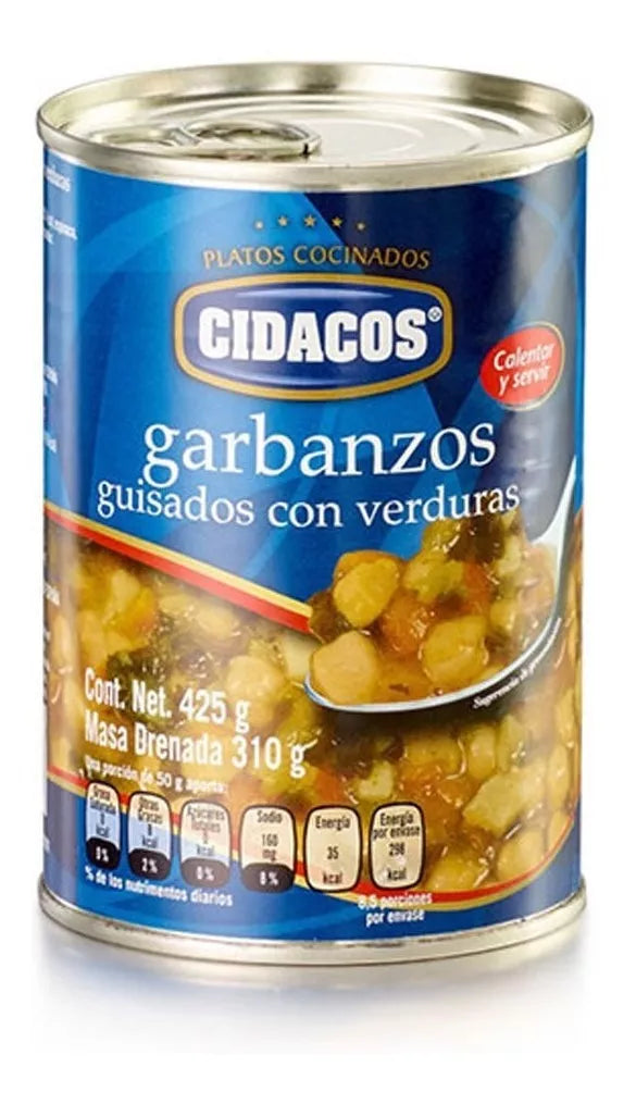 Garbanzos Con Verdura Cidacos Lata 425g