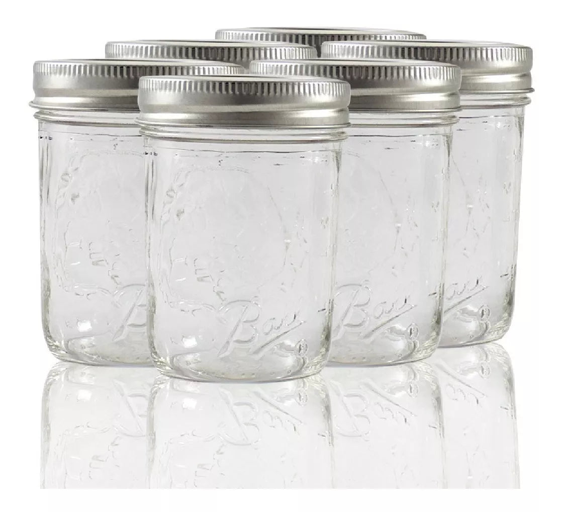 6pz Frasco Vidrio Mason Jars Ball 8oz Tarro Envase Tapa