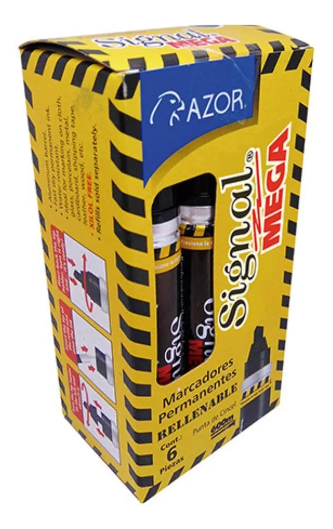 6 Marcadores Permanentes Signal Mega Azor Escoge Color