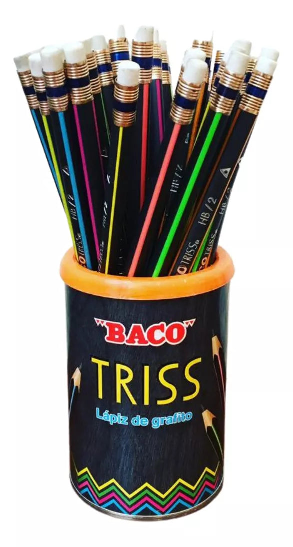 Bote 50 Lapices Madera Grafito Hb/2b Goma Borrar Baco Triss