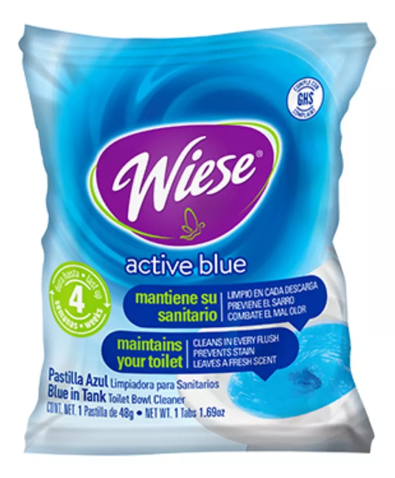 12 Pz Pastilla Azul Para Tanque Wc Wiese 48g Fragancia Pino