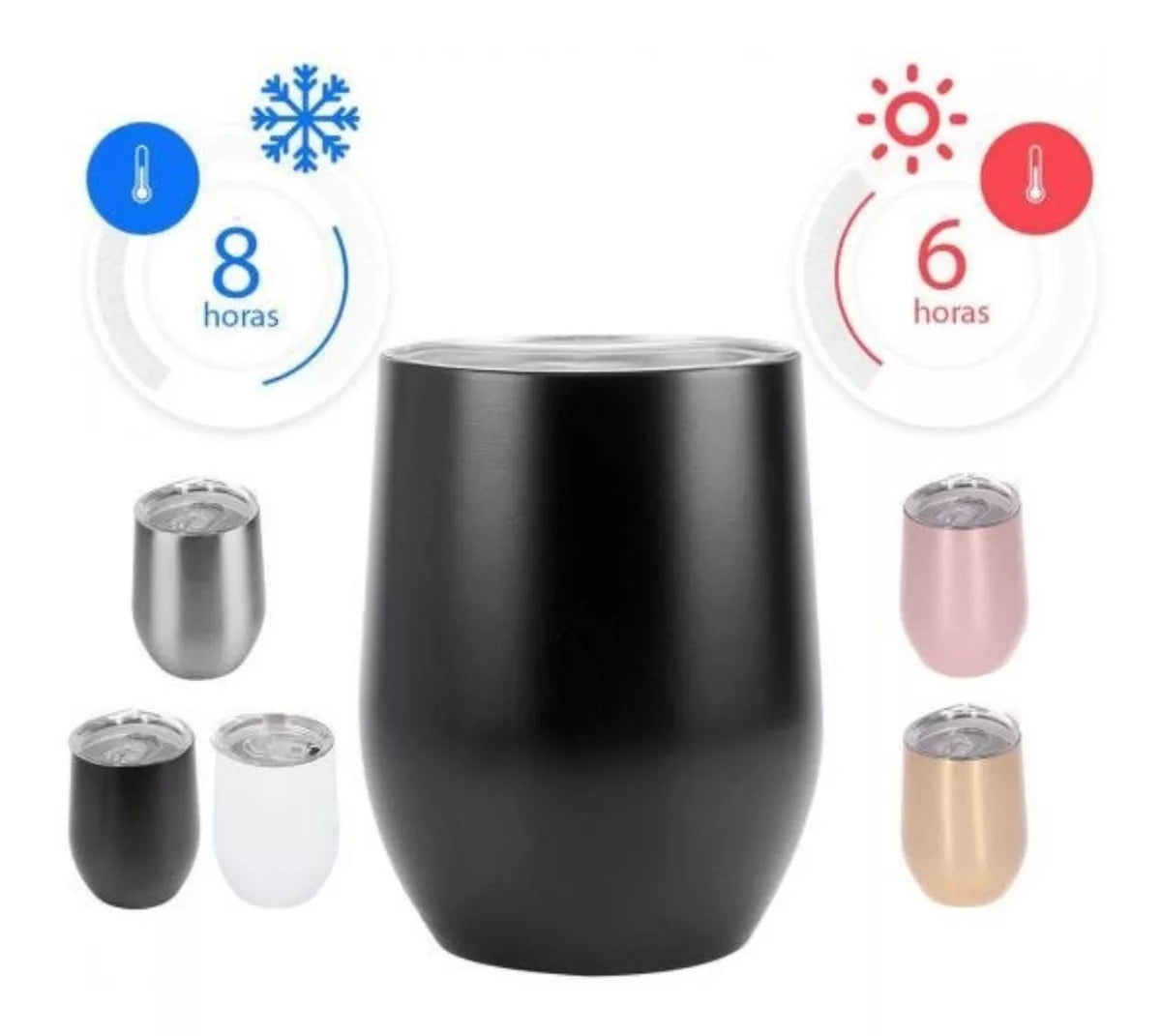 Vaso Termo Acero Inoxidable Vino Cafe Te 350ml Colores