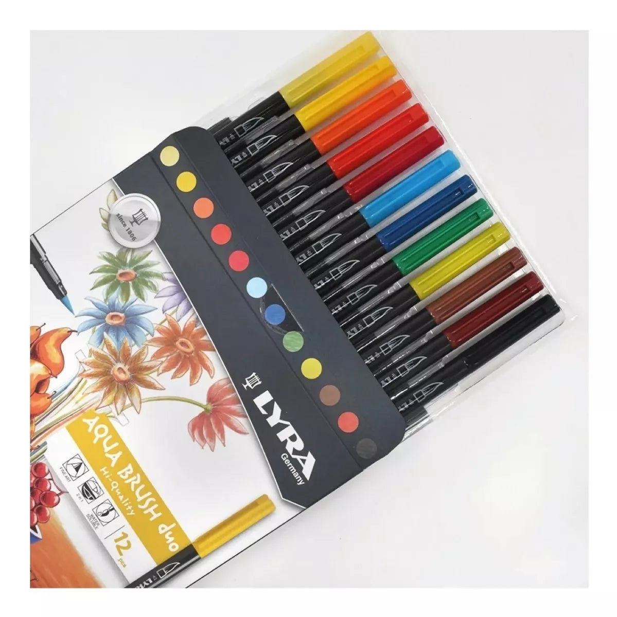 Marcadores Rotulador Plumón Doble Punta Lyra Aqua Brush 12 Piezas