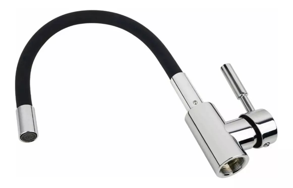 Llave Monomando Snake Cromo Fregadero Negro Cuello Flexible