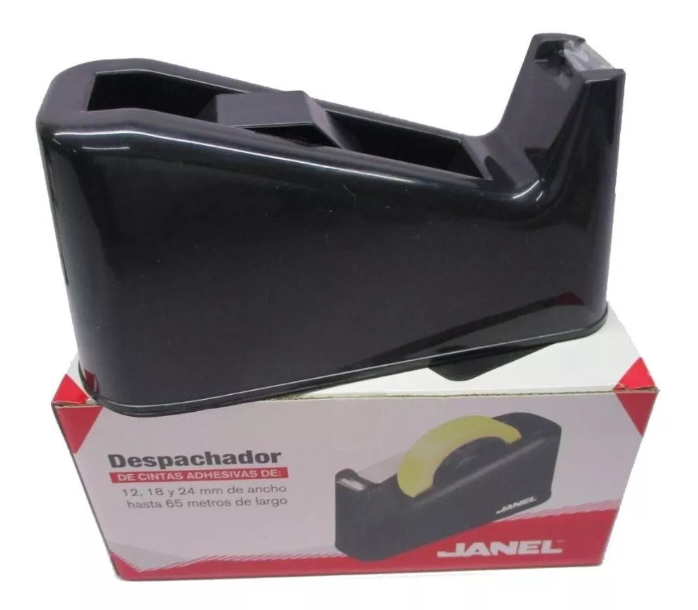 Despachador Cinta Adhesiva Janel Plastico Negro 65m