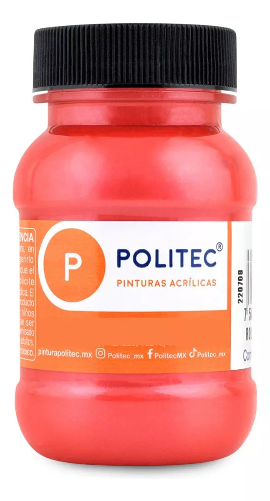 Set 6 Pintura Acrilica Politec Neon Fluorescente 100ml Color