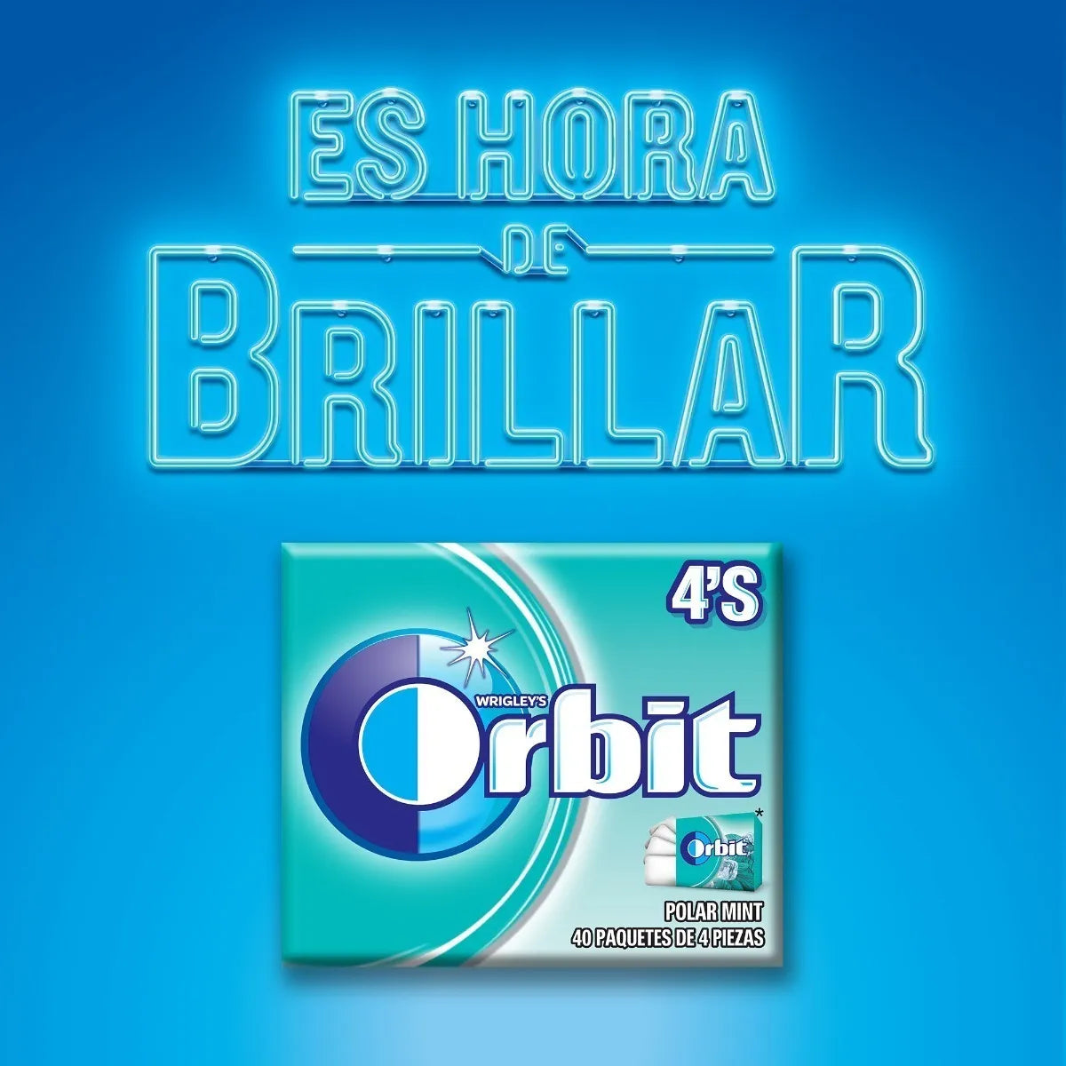 Orbit Polar Mint Chicles de menta Sin Azúcar Caja 40 piezas