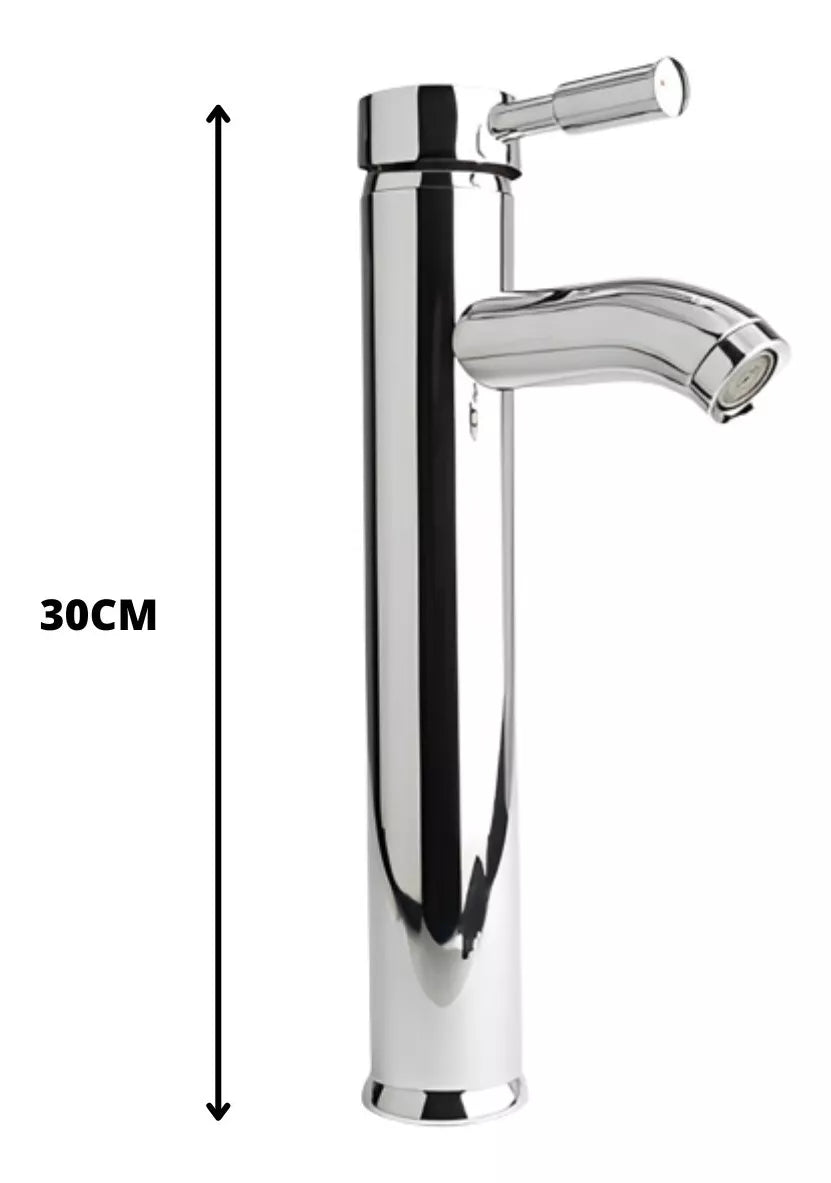Llave Lavabo Mezclador Monomando Hidroflud Alta Cromado 30cm