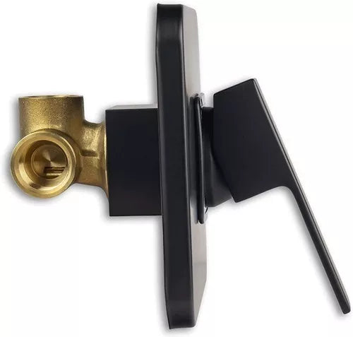 Mezcladora Monomando Cuadrada Meer Regadera Negro Mate Laton