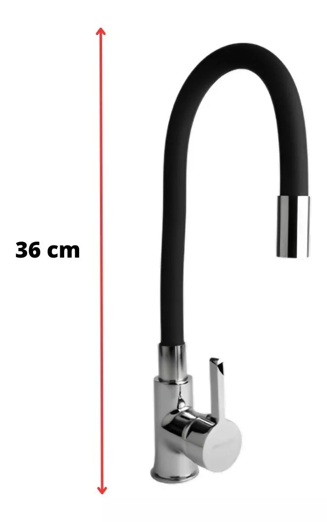 Llave Monomando Snake Cromo Fregadero Negro Cuello Flexible