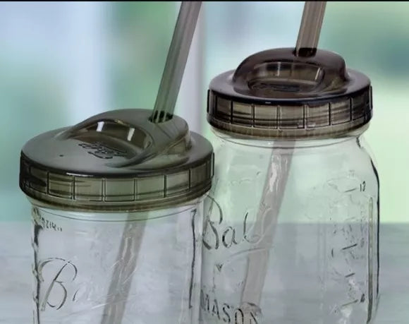 Frasco 16oz Mason Jars Ball Con Tapa Humo Boca Regula 2 Pack