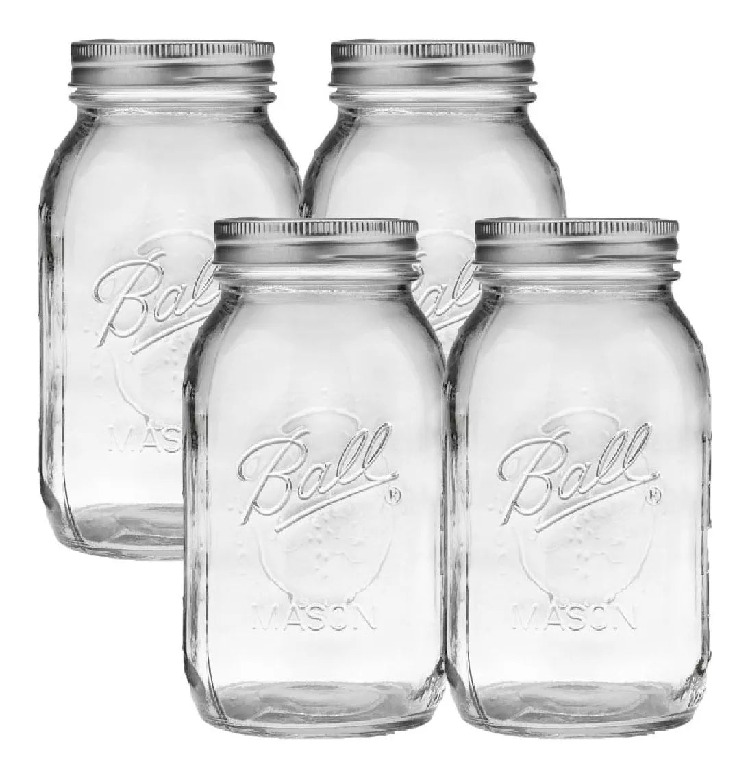 4pz Frascos Mason Jars Ball Vidrio Boca Regular 32oz