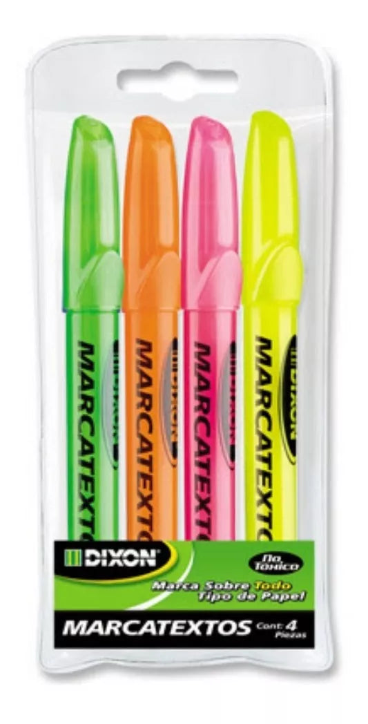 Marcatextos Dixon Easy Open Marcadores Fluorescentes 4 Piezas