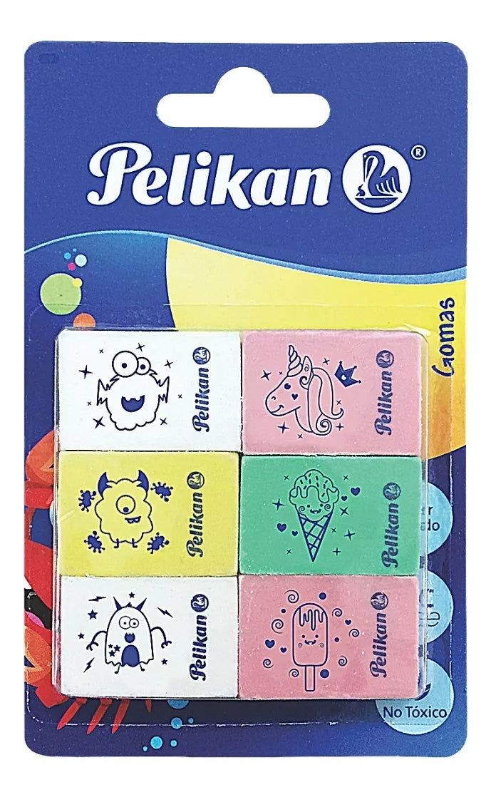 Borradores Gomas Pelikid de Colores Migajón Pelikan 6 Piezas