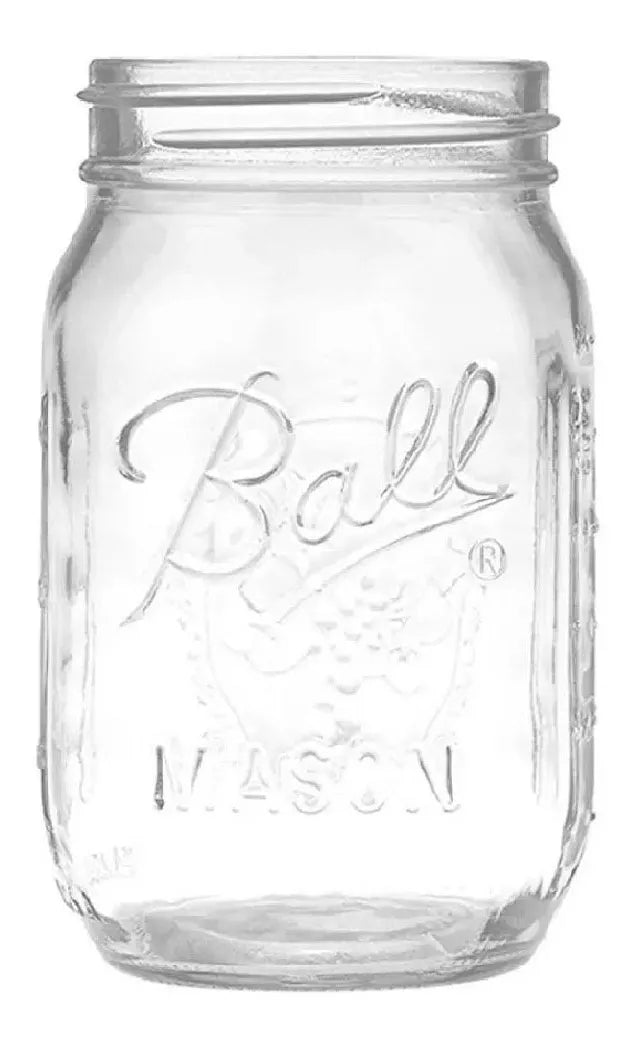 Frasco 16oz Mason Jars Ball Con Tapa Humo Boca Regula 2 Pack