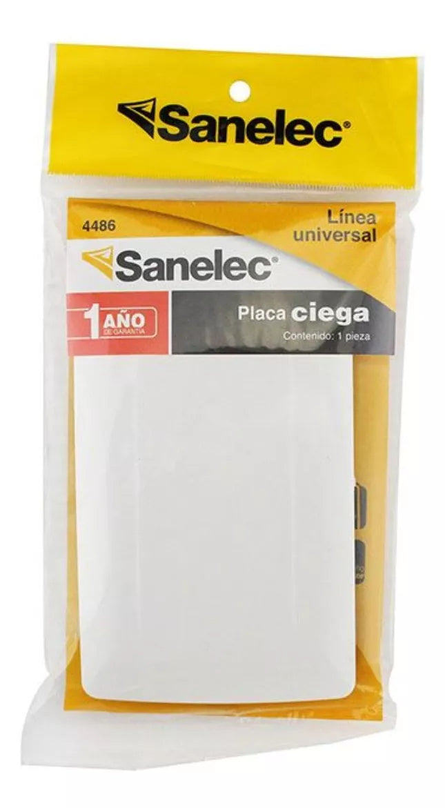 Placa Universal Ciega Sanelec Blanca Modelo 4486