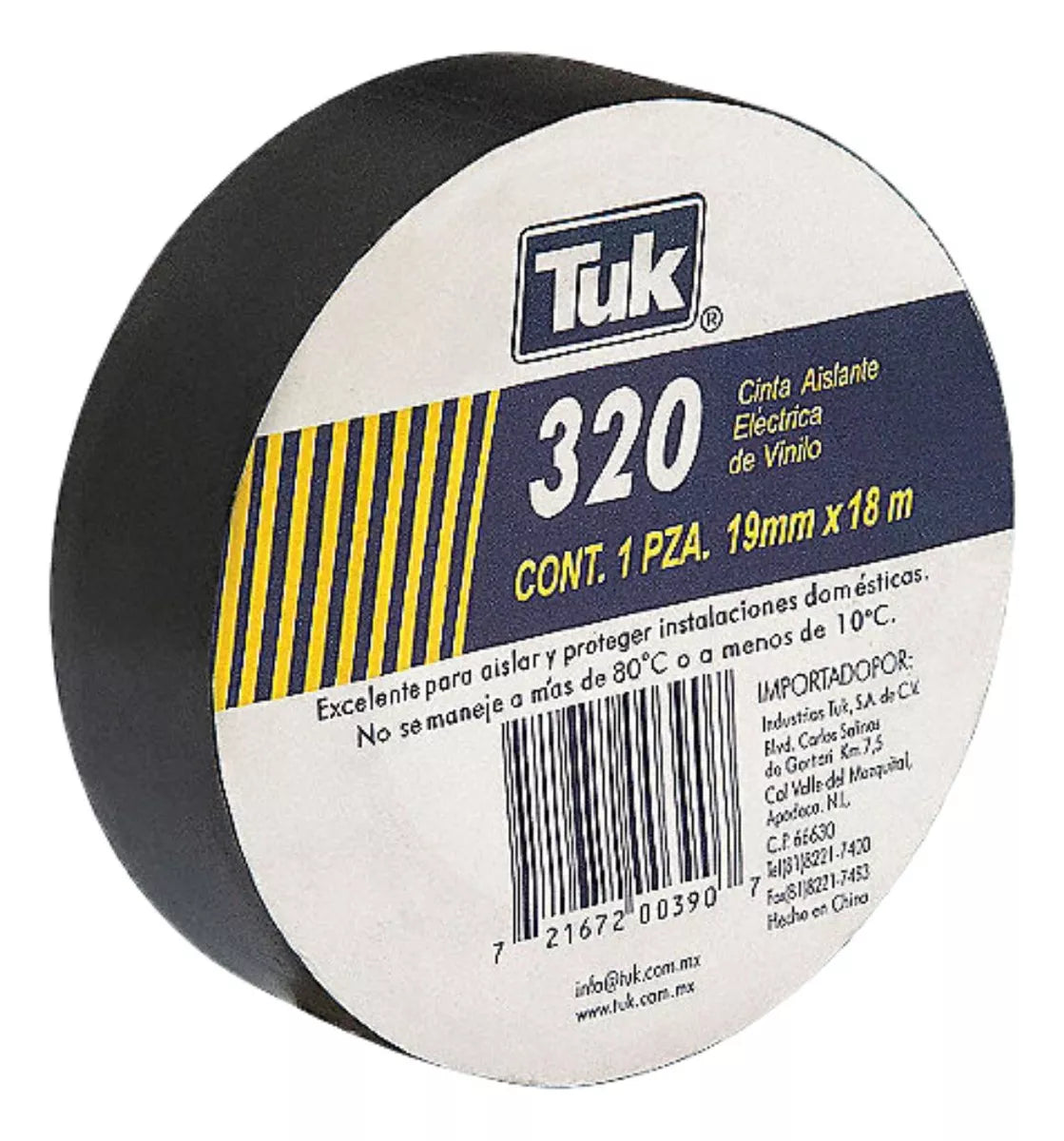 Cinta Aislante Electrica Vinilo Tuk 19mm X 18m Color Negro