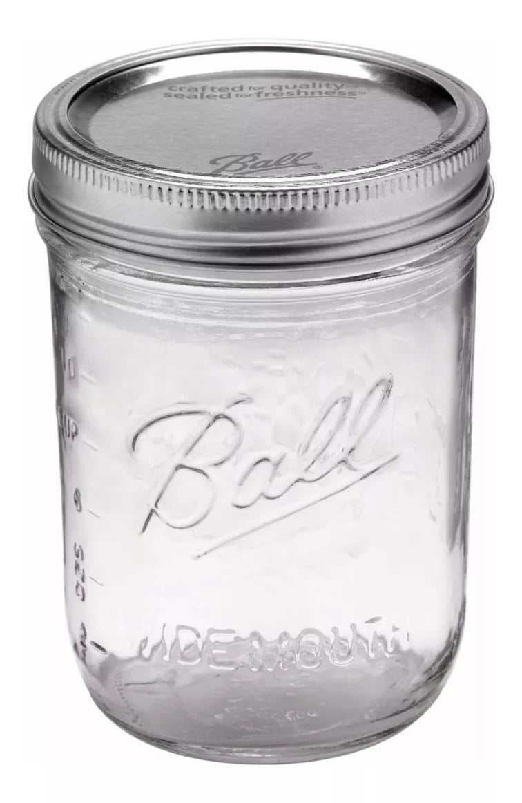 24 Mason Jars Ball 16oz Boca Ancha Tapa/popote Frasco