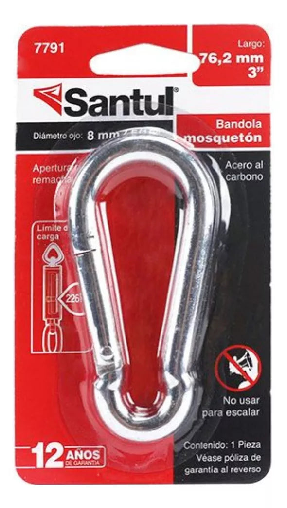 Bandola Mosquetón Acero Santul Carga Trabajo 226kg