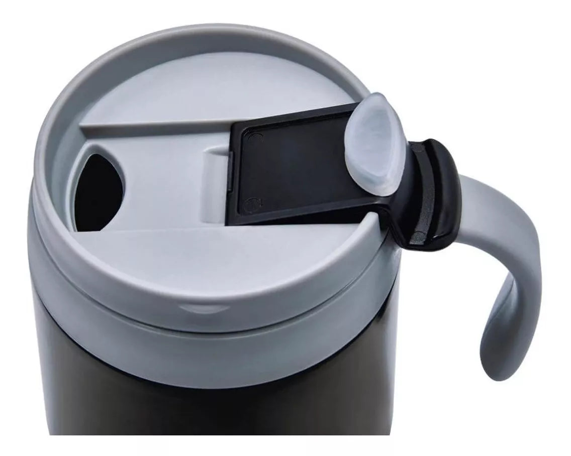 Taza Termo 350ml Negro Plastico Y Acero Inoxidable