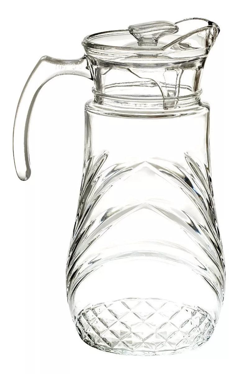 Jarra Vidrio Fina Grande Tapa 1.5 L Agua Cristal zafiro