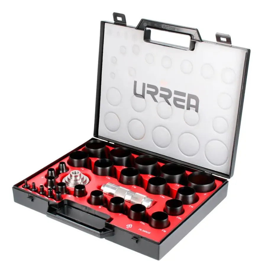 27pz Juego Sacabocados Urrea 49902 3.17mm-50.8mm Adaptador