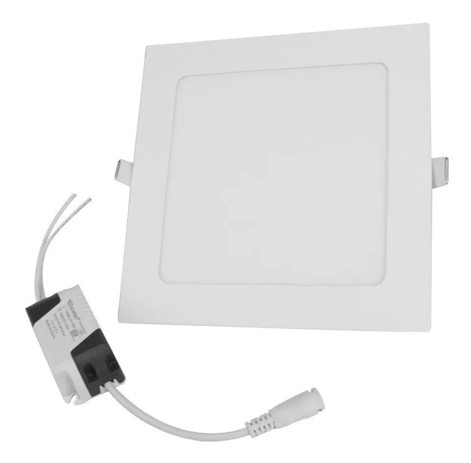 Luminario Led Sanelec 12w Cuadrado Empotrar Luz Fría Blanco