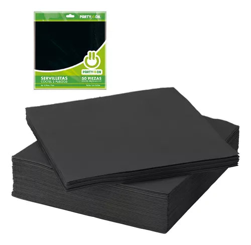 100pz Servilletas De Papel Party Is On Color Negro Fiestas