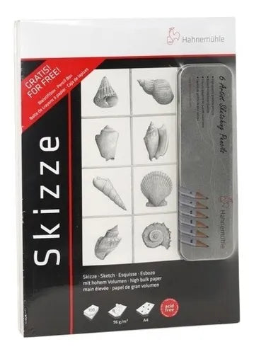 Block Dibujo Sketchbook A3 100 Hojas + Caja Lápices Diseño