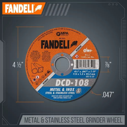 Disco Duo Corte Acero/ Inox Fandeli Dcd-108 4.5 PuLG 25 Pz
