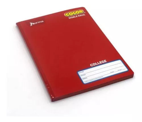 Cuaderno College 100 Hj Norma Color 360 Cosido Doble Raya