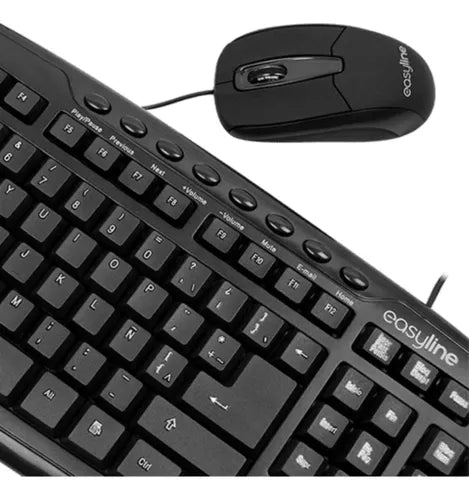 Kit Teclado Mouse Alambrico Easy Line Balance Color Negro