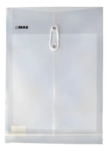 12pz Sobre Con Hilo Plastico Mae Oficio Vertical Transparente