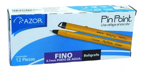 5 Cajas Bolígrafos Azor Pin Point Punta Aguja 0.7mm 12pz Elige Color - MarchanteMX