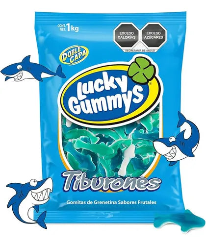 Gomitas Forma De Tiburones Lucky Gummys 1kg Frutal