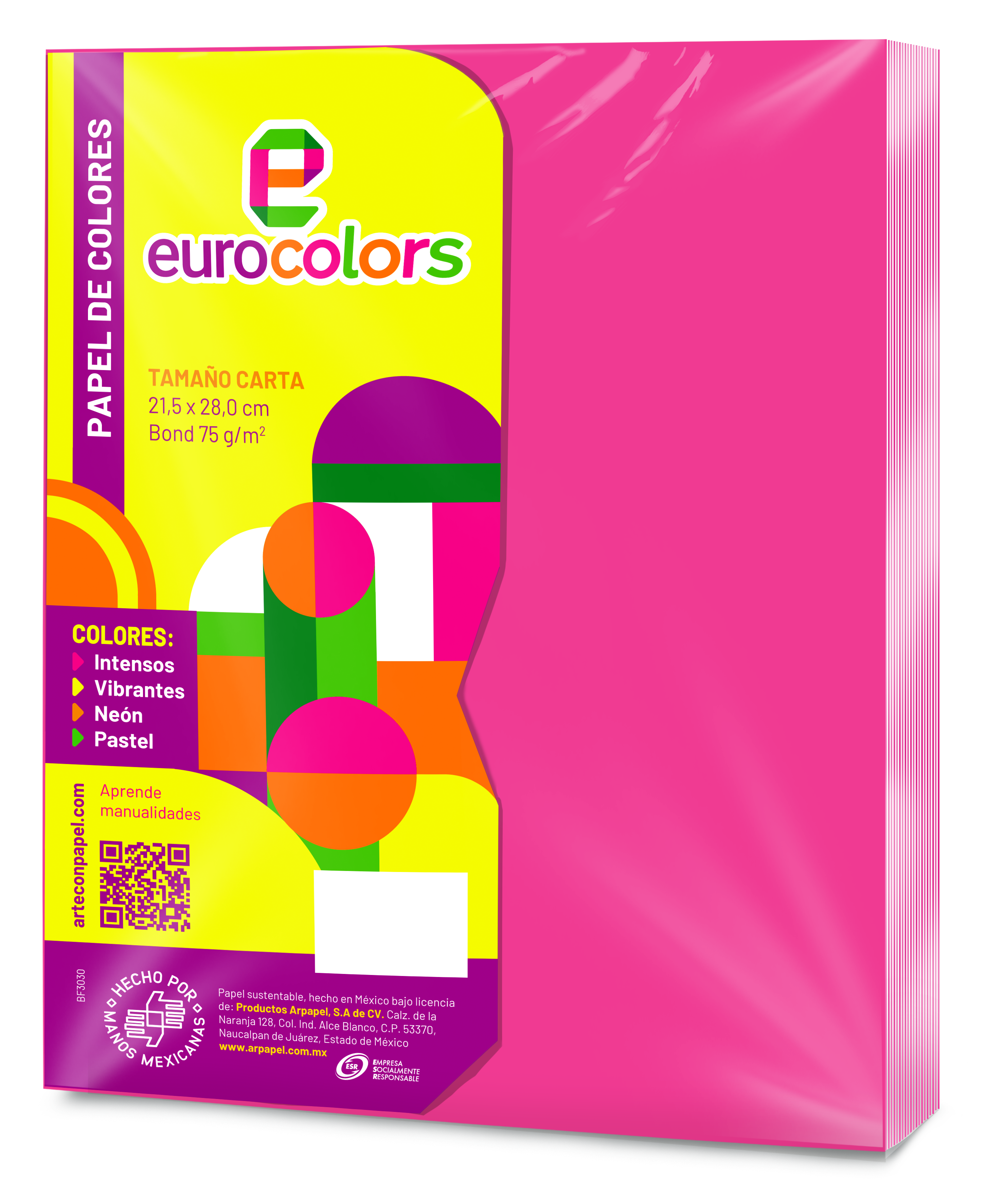 Paquete 100h Eurocolors Arpapel Color Rosa Neon T/carta