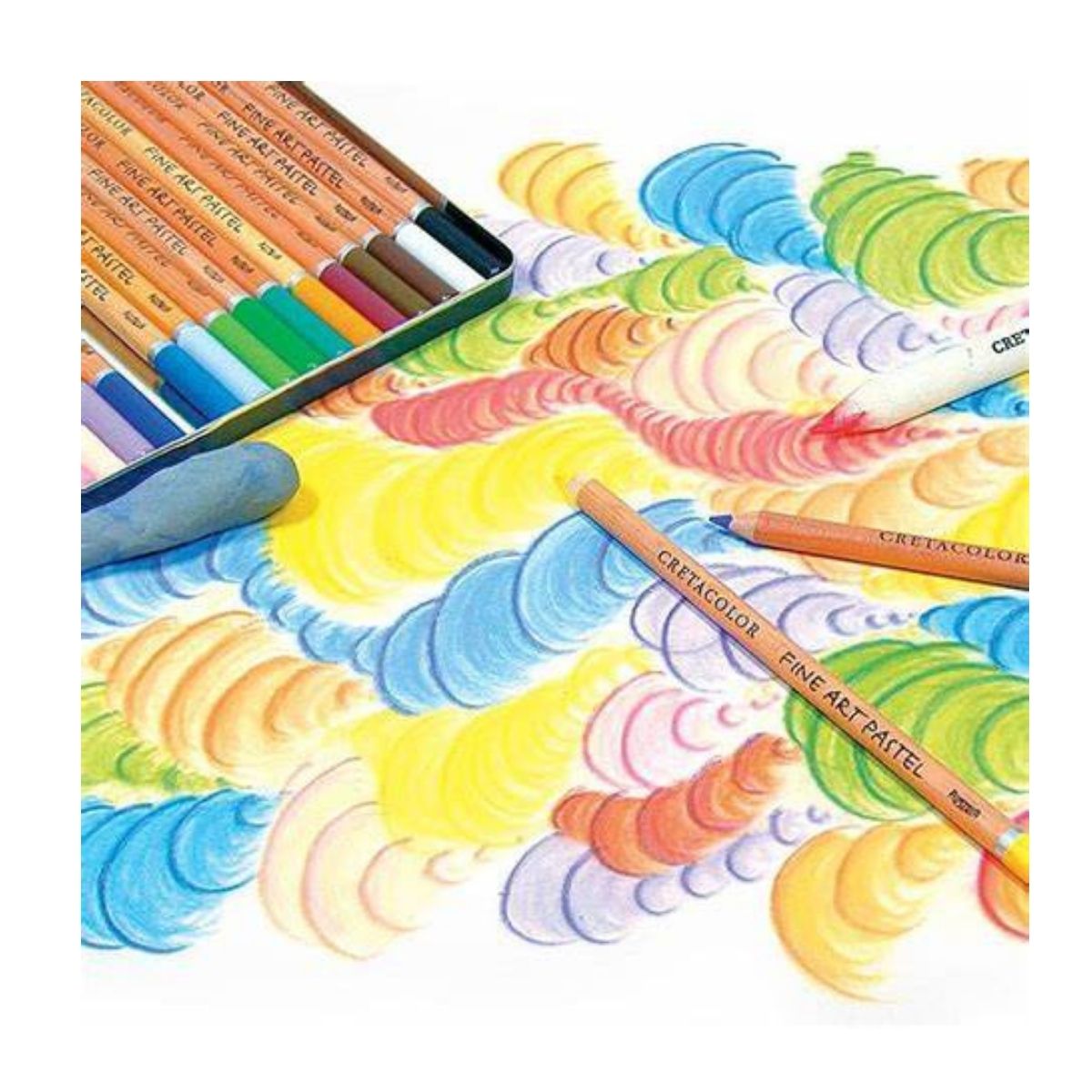 12 Lapices Colores Pastel Fine Art Cretacol Estuche Metal