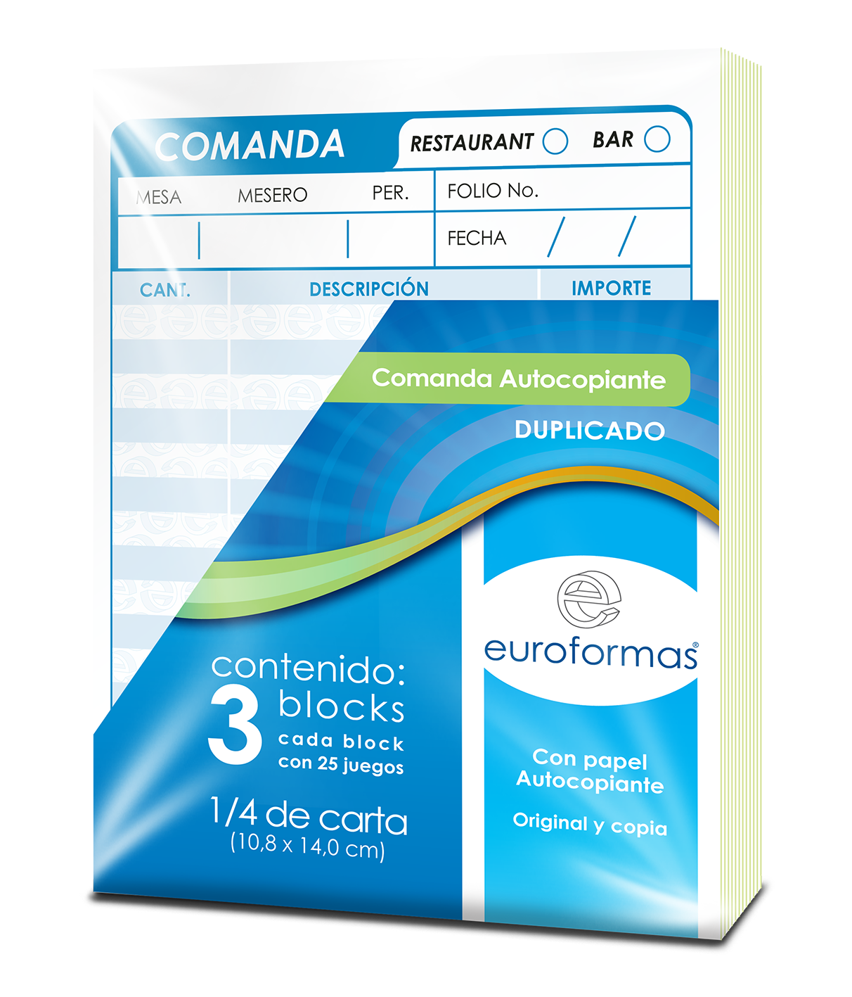 3 Blocks Comanda Autocopiantes Euroformas 1/4 Carta 25h C/u